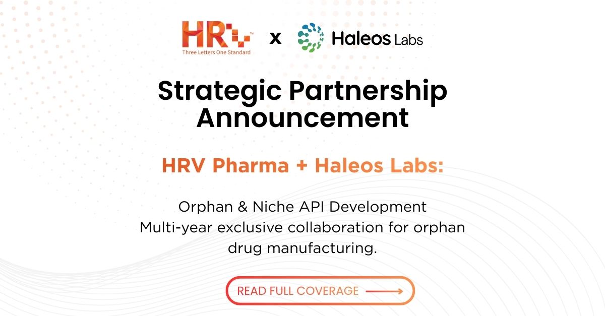 HRV Pharma Partners with Haleos Labs to Accelerate Orphan and Niche API Development